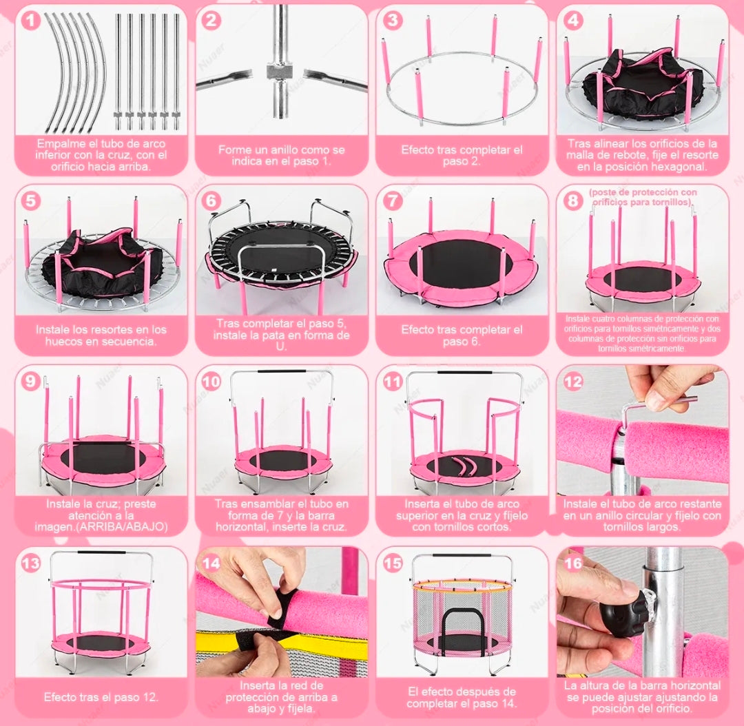 Trampolín infantil 140cm ROSA