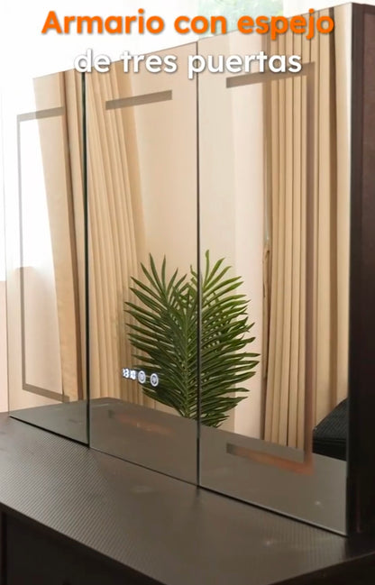 Mueble para baño con espejo led antivaho 90x65cm