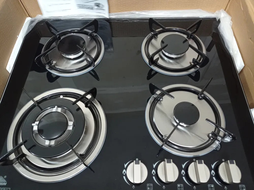 Parrilla De Gas Empotrable Adir 10577 Con 4 Quemadores Negro