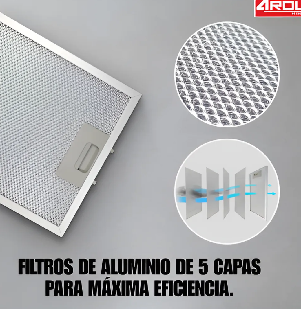 Campana extractora 90 cm de vidrio templado negra arol