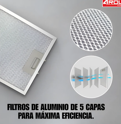 Campana extractora 90 cm de vidrio templado negra arol