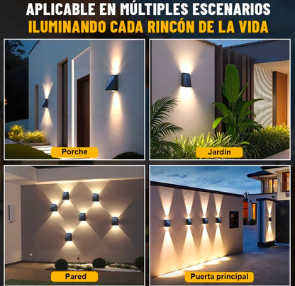 4 lámparas de pared Led solar luz cálida