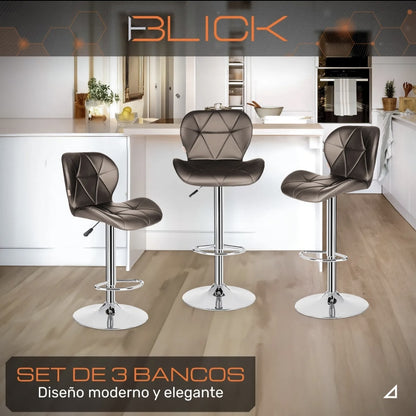 3 bancos con respaldo acolchados