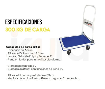 Carro plataforma de carga plegable 150kg / 300kg