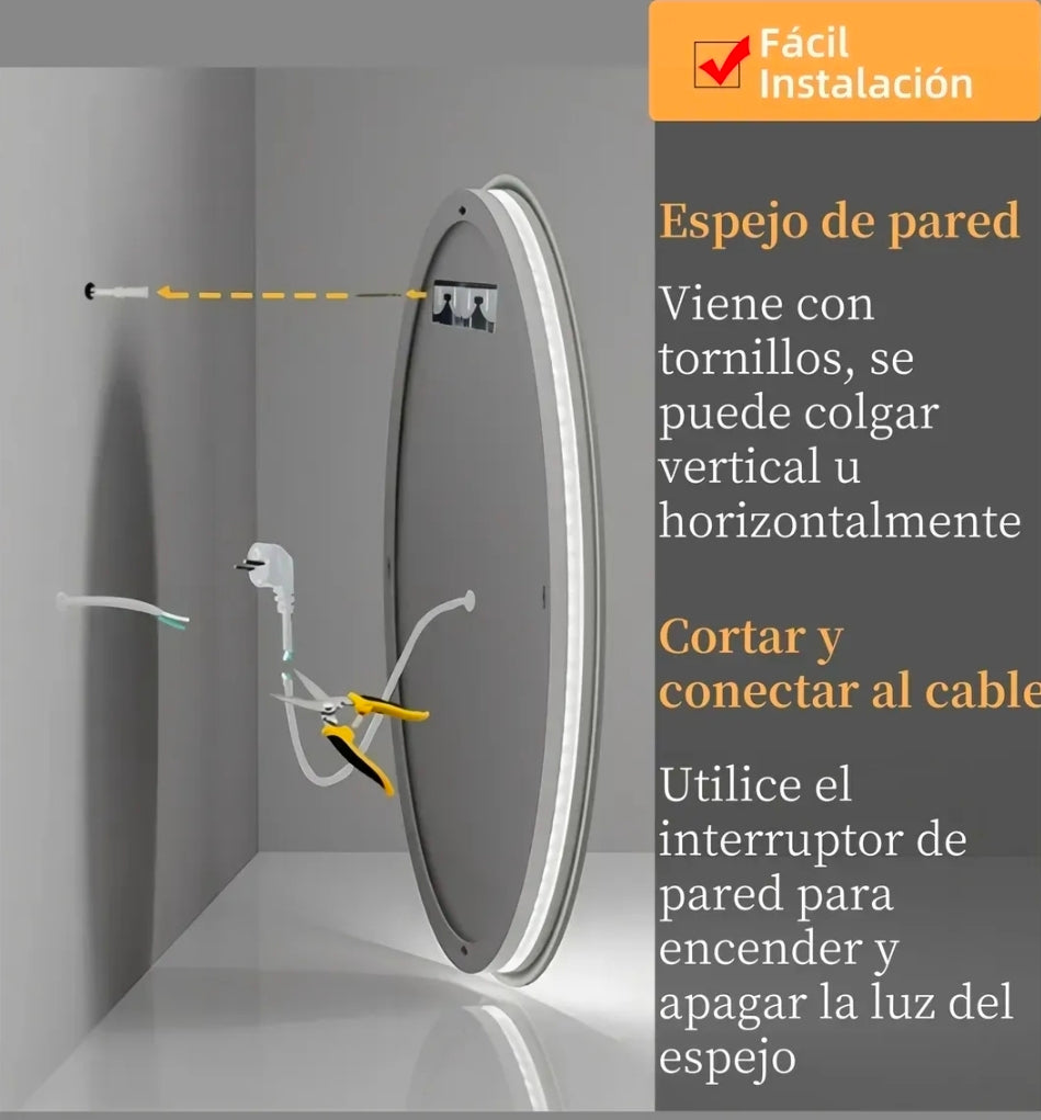 Espejo led marco con líneas 60x60cm