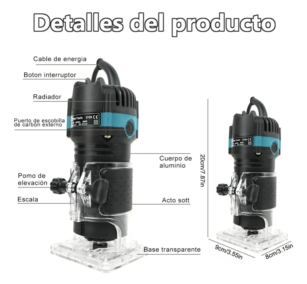 Recortadora Eléctrica Con Accesorios Para Trabajar La Madera