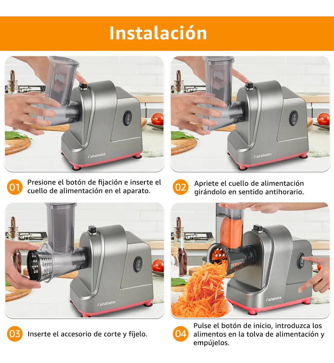 Molino de Carne Eléctrico Fatabeta de 3500W con Accesorios para Embutir y Cortar Verduras