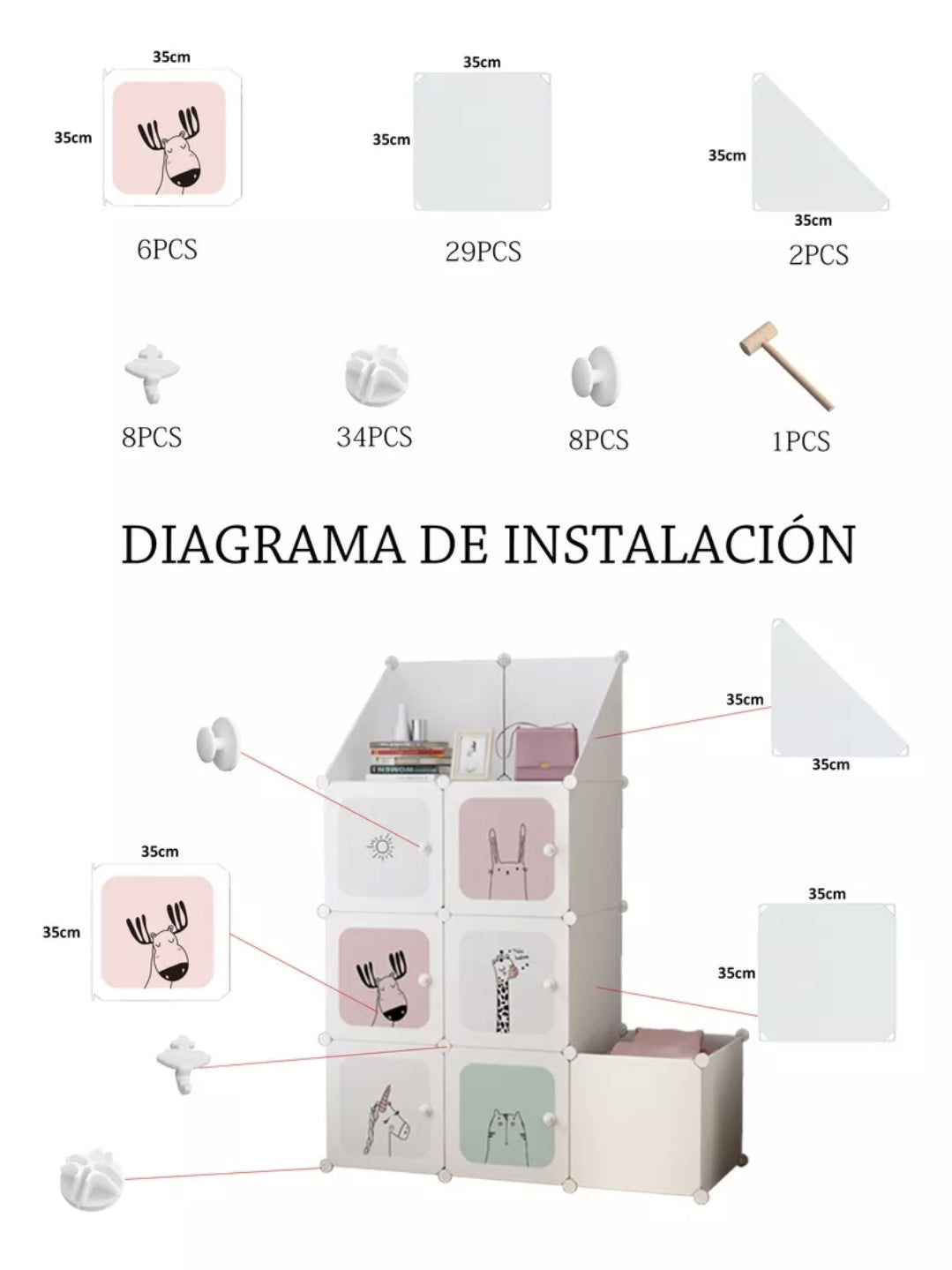 Closet Para niños 9 puertas y cesto