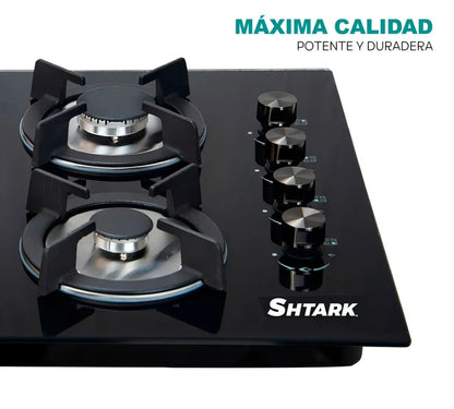 Parrilla A Gas 4 Quemadores Estufa Vidrio 7mm Empotrable SHTARK