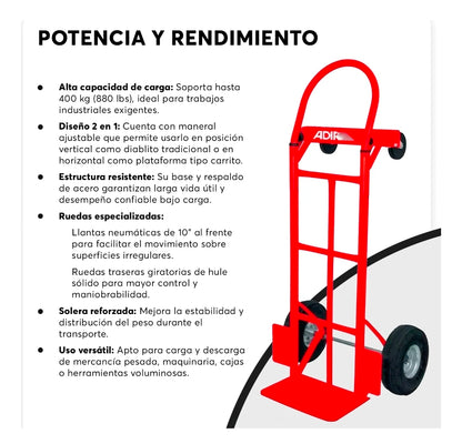Diablo plataforma 400kg Rojo