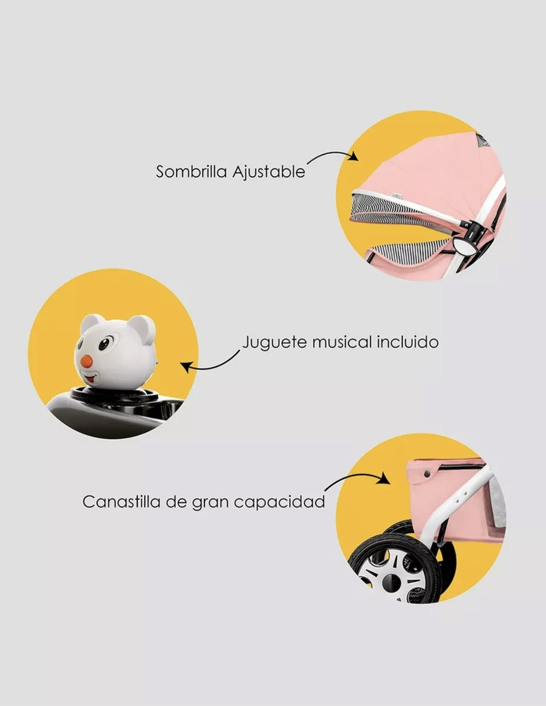 Carriola Para Bebé Musical Plegable Ligera Ultra Premium