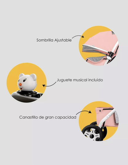 Carriola Para Bebé Musical Plegable Ligera Ultra Premium