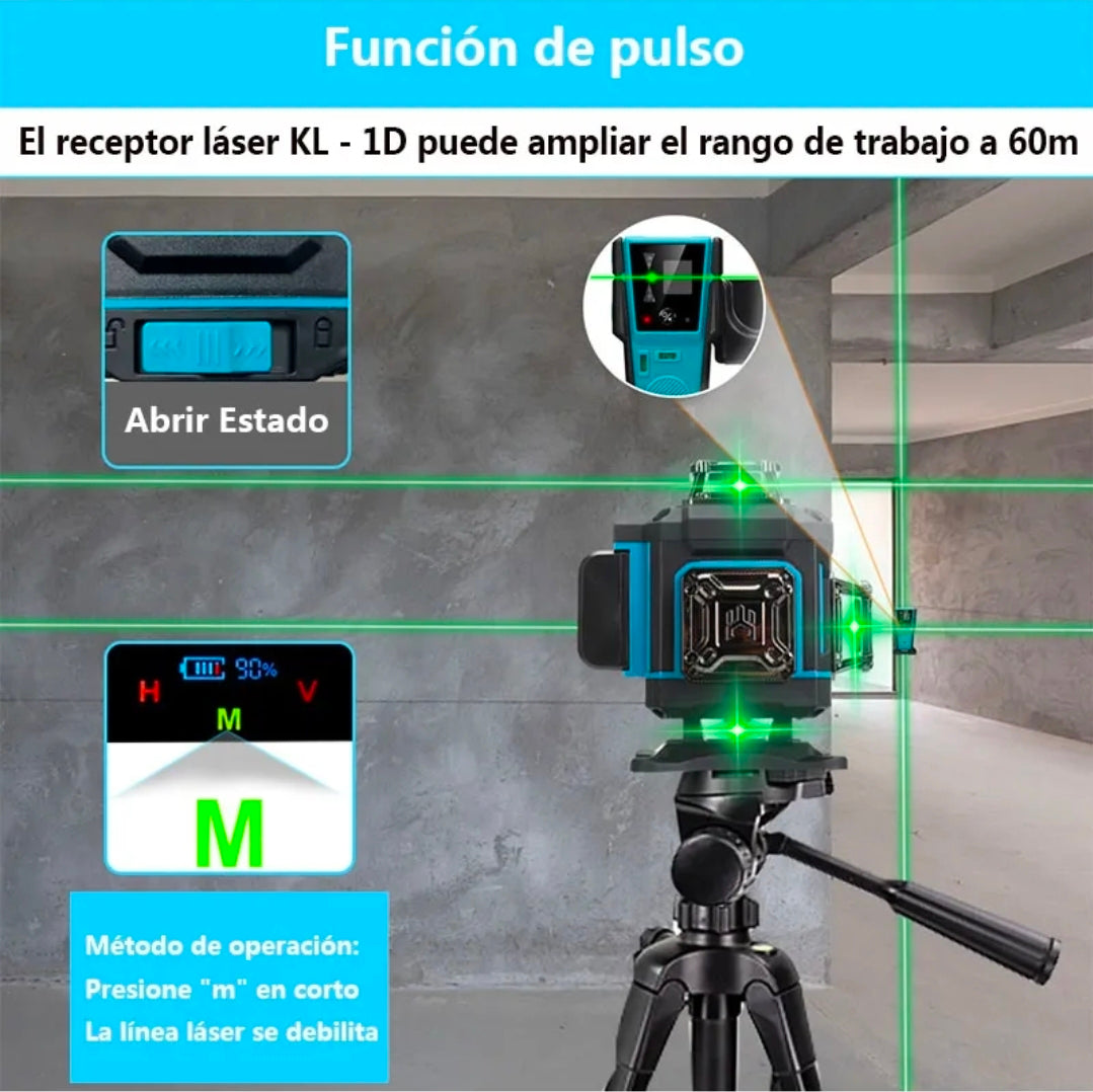 Nivel láser autonivelante 360° con receptor
