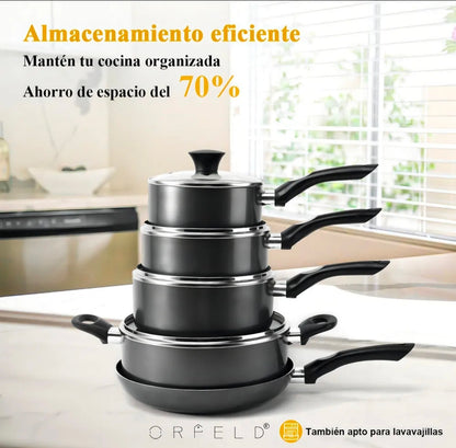 Batería De Cocina 20 Piezas De Aluminio Con Antiadherente Color Negro