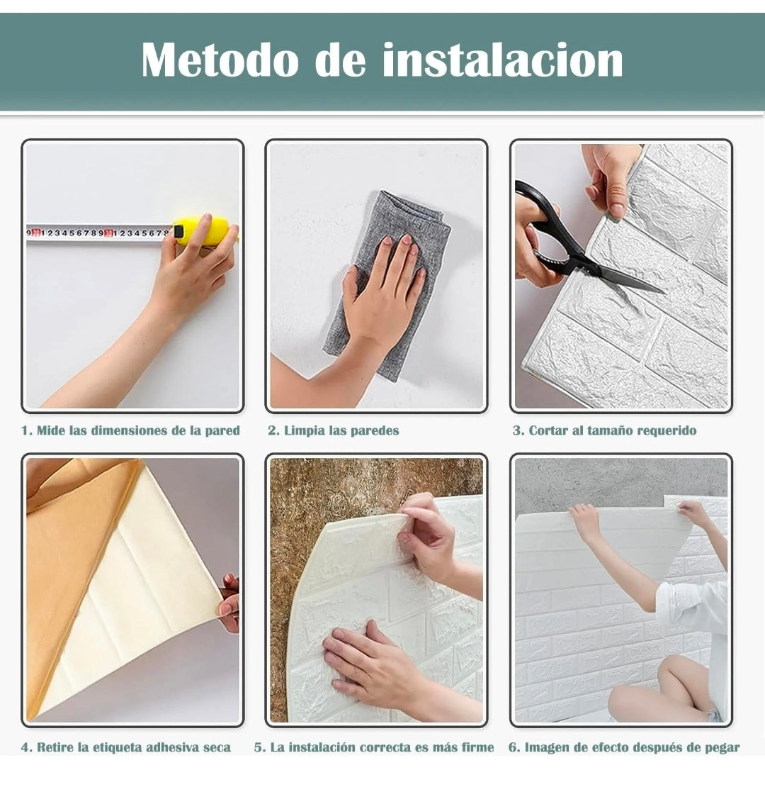 Panel decorativo 3D espuma impermeable 30pz