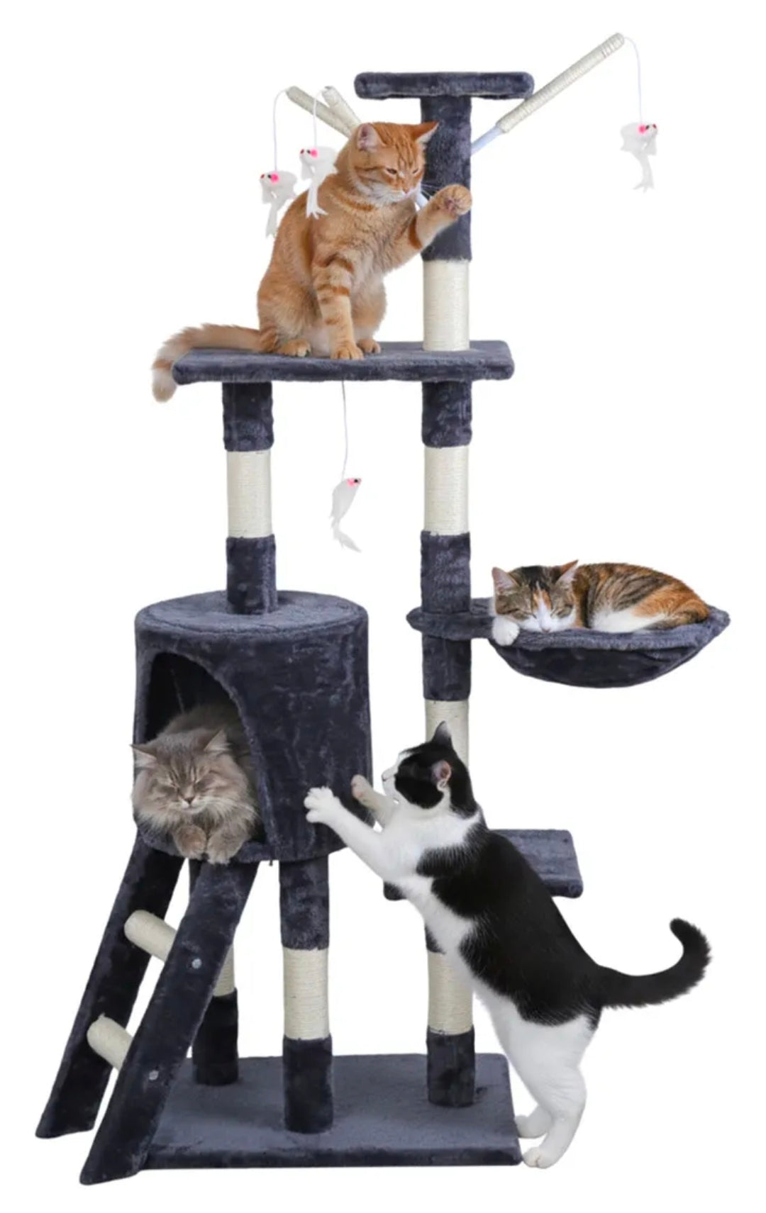 Juego Árbol Para Gatos Con Cesta, Torre y Rascador 140cm