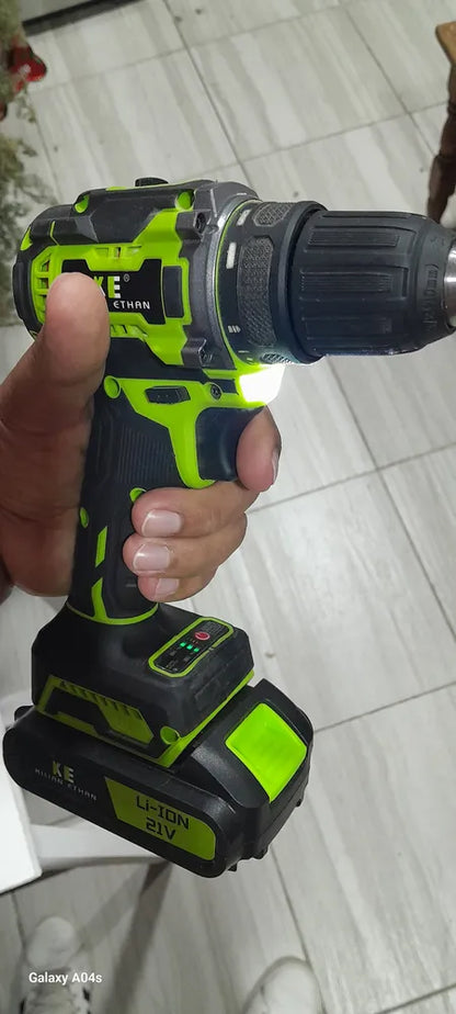 Kit 3 en 1 Taladro Percutor Brushless + Esmeriladora Inalámbrica + Llave Impacto Sin Escobillas