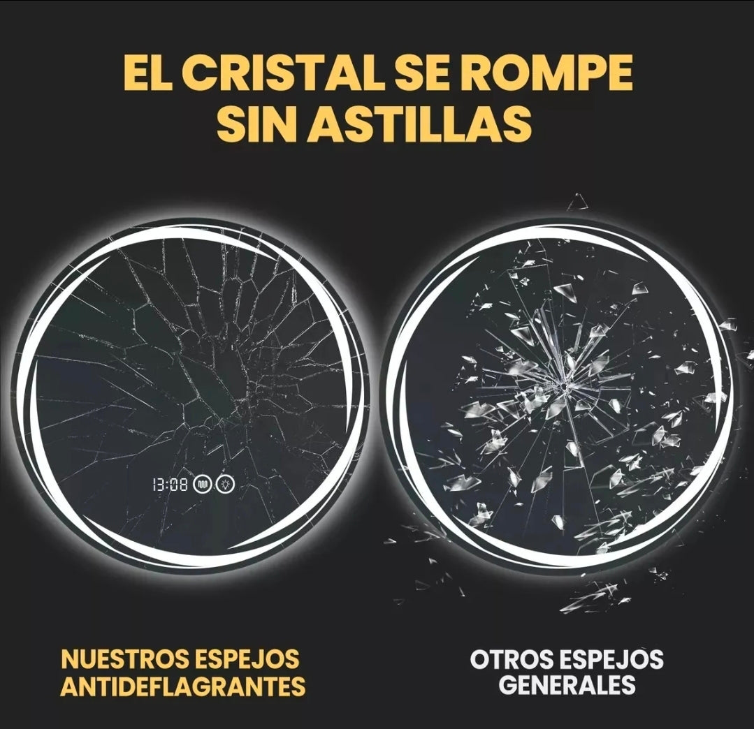 Espejo led con ajuste de hora 60x60cm