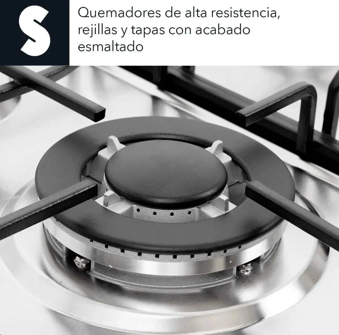 Parrilla empotrable 6 quemadores gas Acero inoxidable SIGNA