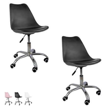 2 Sillas eames ejecutivas con asiento  acochado y rueditas