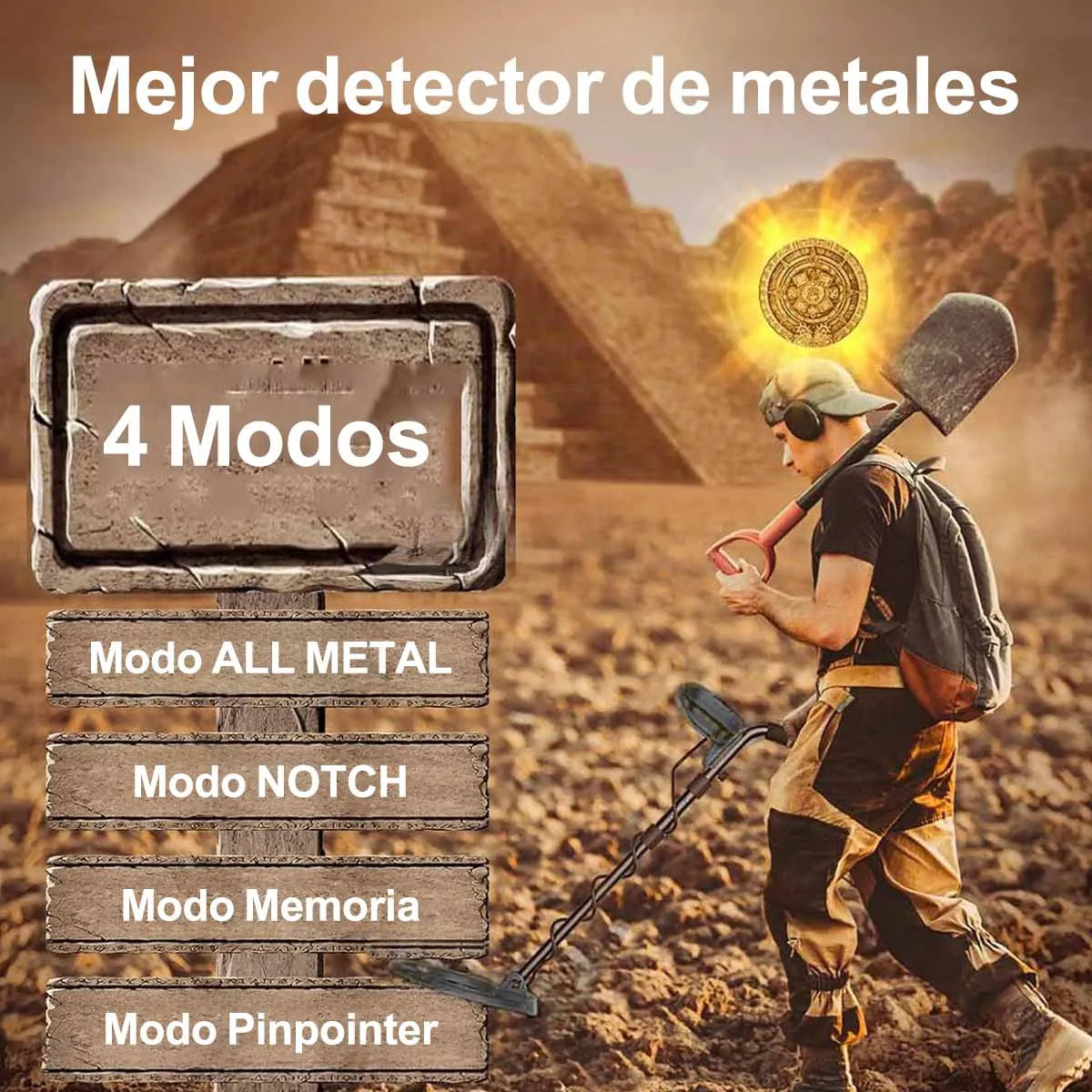 Detector De Metales Joyfox Profesional Con Bobina A prueba De Agua De 25,5 cm 4 Modos (a-m/muesca/me