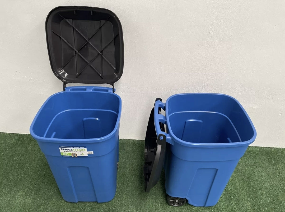 135 L Bote De Basura Con Tapa Y Ruedas 2 Pzas
