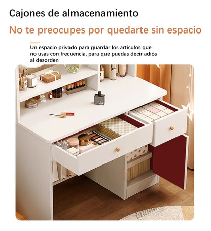 Tocador compacto moderno con espejo LED con repisas