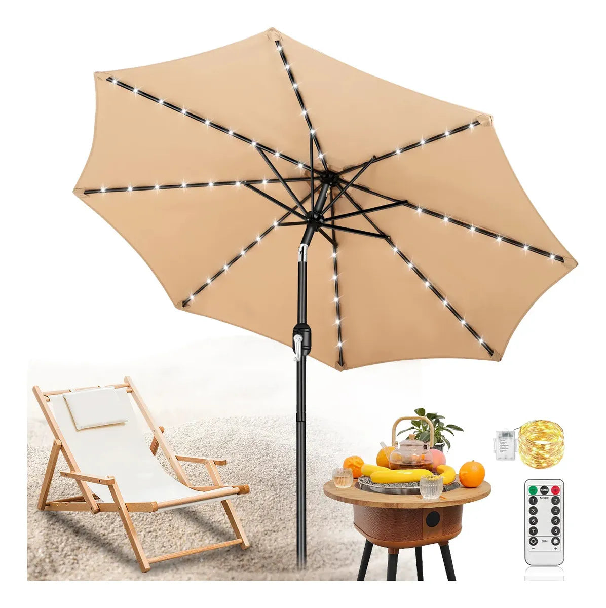 Sombrilla Para Jardin Y Playa 2.3m Exterior Plegable