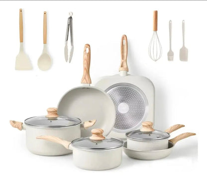 Batería de Cocina Antiadherente 10 Piezas Blanco Chef Koch