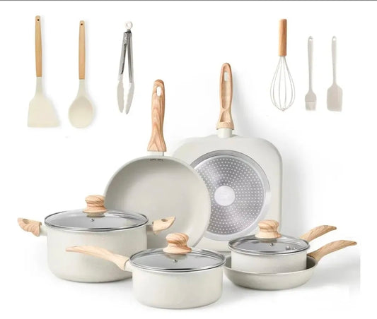 Batería de Cocina Antiadherente 10 Piezas Blanco Chef Koch