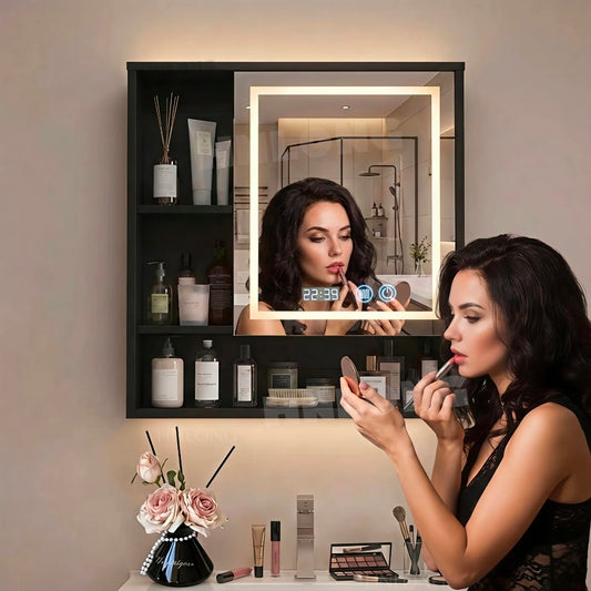 Espejo Con Touch Luz Led 3 modo Con Estantes 60x60cm