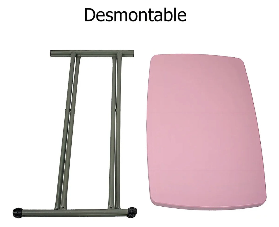 Mesa de exterior Plegable de plástico color rosa