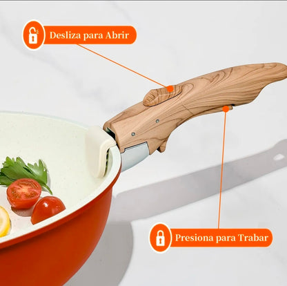 Batería de Cocina Juego de Ollas y Sartenes de Cerámica Antiadherente IronHoof 22 Piezas