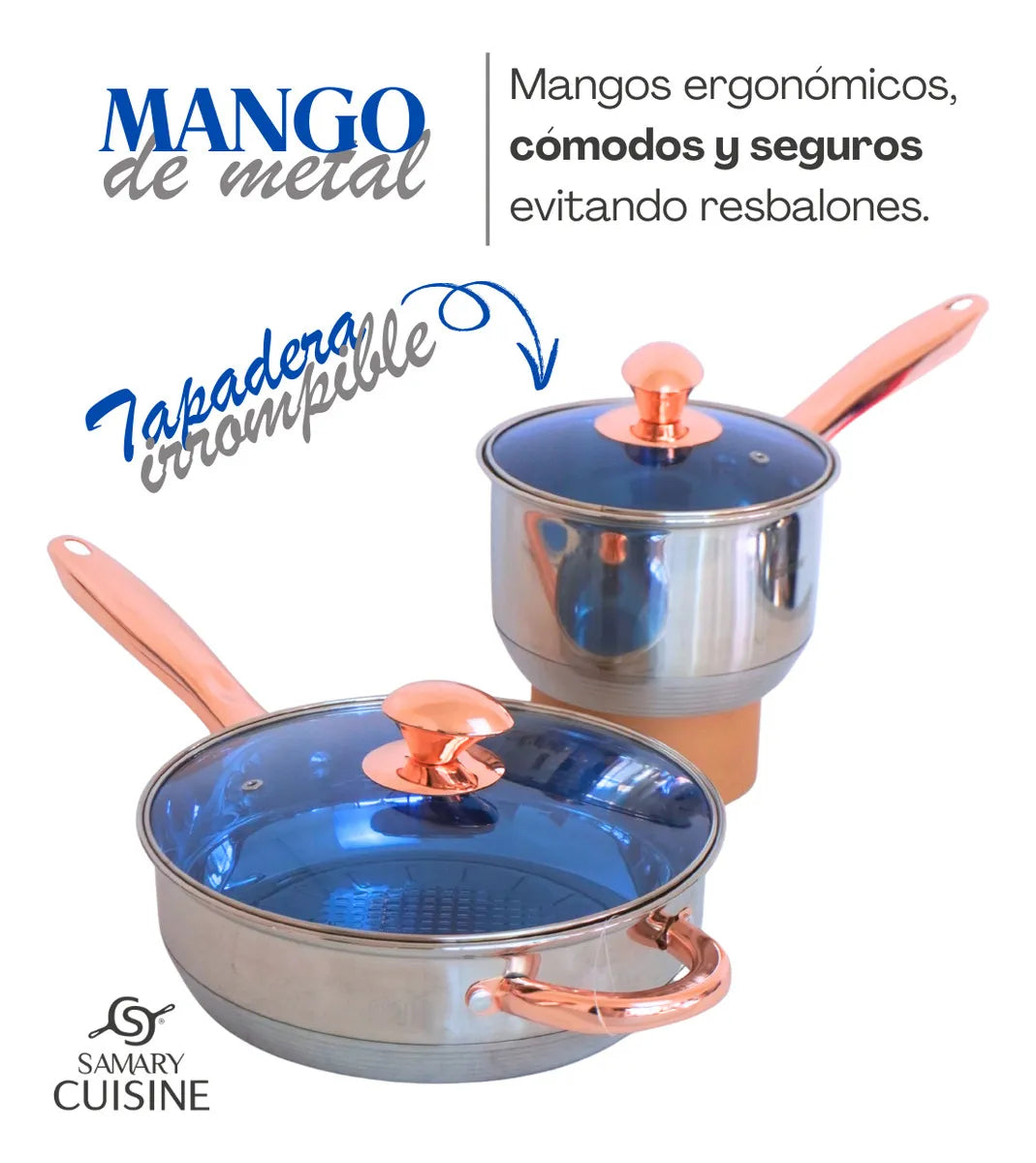 Batería de Cocina 12 Piezas Acero Inoxidable Línea Glacial Plateado Kuche