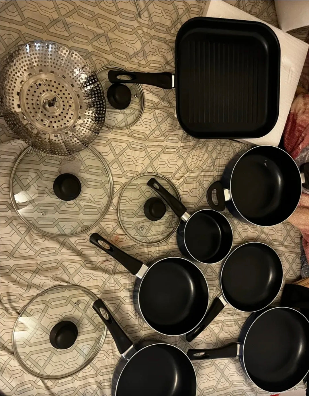 Kit Batería De Cocina Aluminio Sartén Antiadherente 18pcs Azul