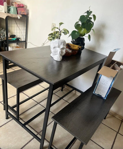 Conjunto De Comedor Rectangular Con 2 Bancos Para 4 Personas