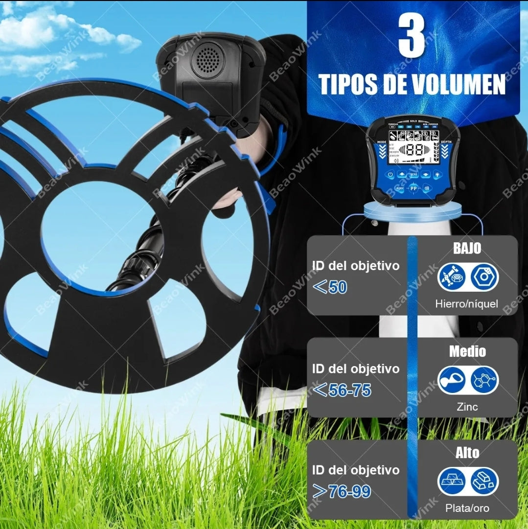 Detector de metales alta precisión 5 modos + pantalla LCD