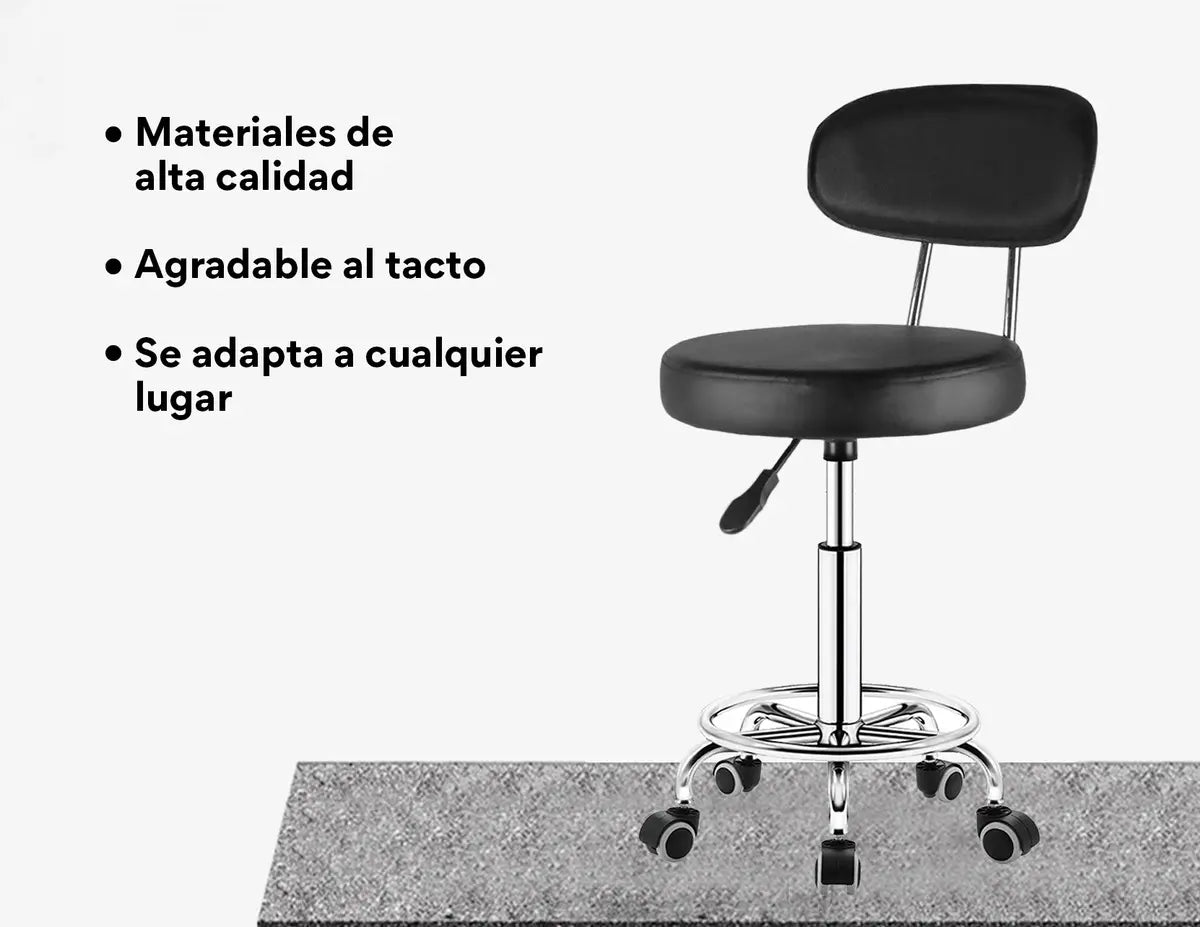 Silla de escritorio OUO LT00334E Taburete Giratorio negra con tapizado de cuero sintético