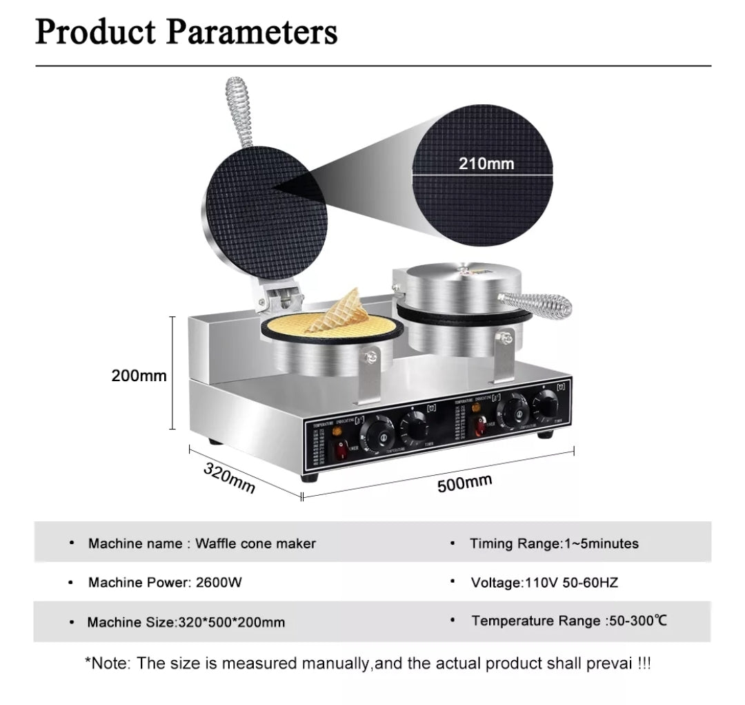 Máquina De Conos De Helado Con Marquesitas Doble