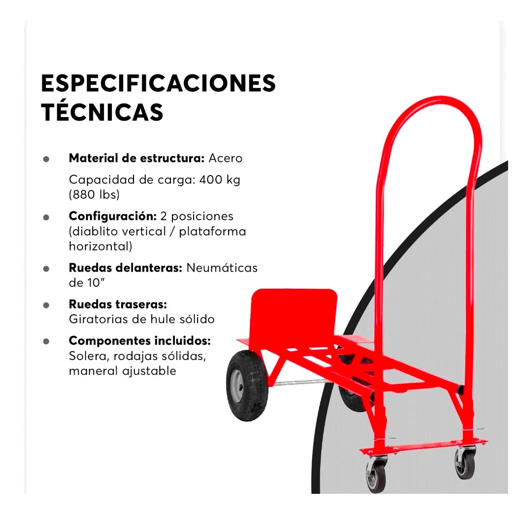Diablo plataforma 400kg Rojo