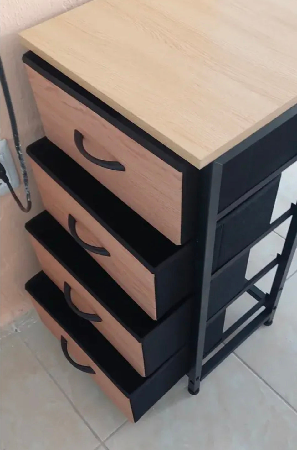 Escritorio de oficina L con cajones Color Madera Veteada