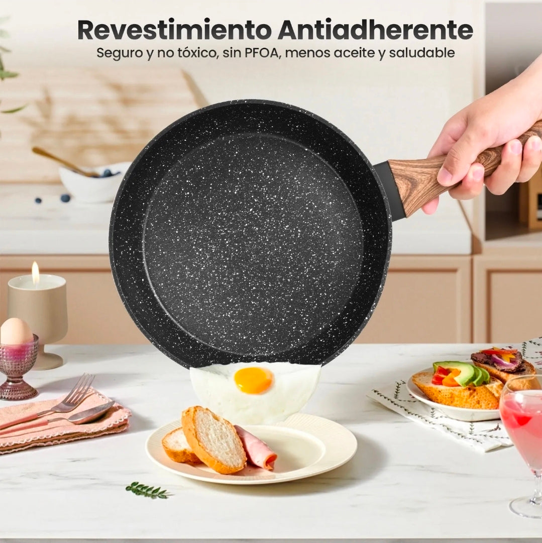 Bateria De Cocina, Juego De Ollas Y Sarten 10 Piezas Negro