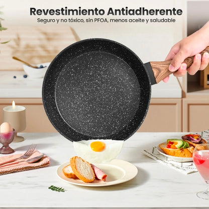 Bateria De Cocina, Juego De Ollas Y Sarten 10 Piezas Negro