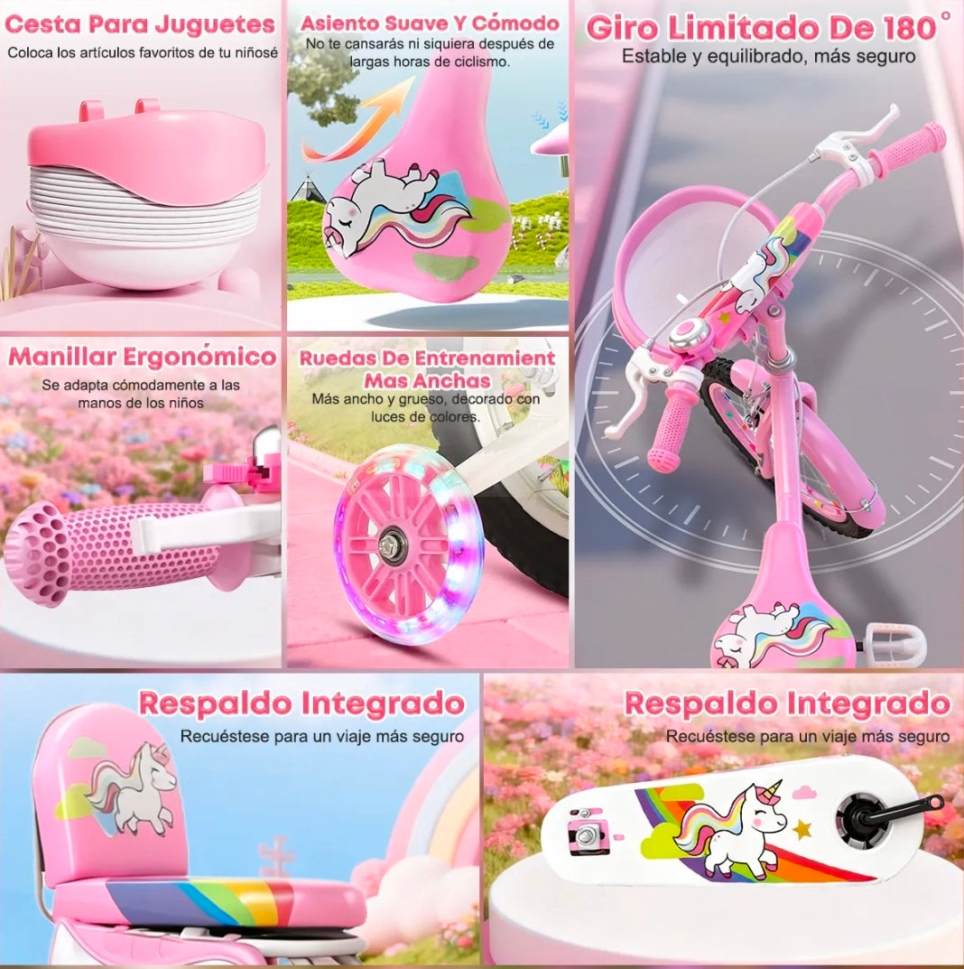 Bicicleta Infantil R16 rosa 4-12 Años Con Ruedas Auxiliares Rgb