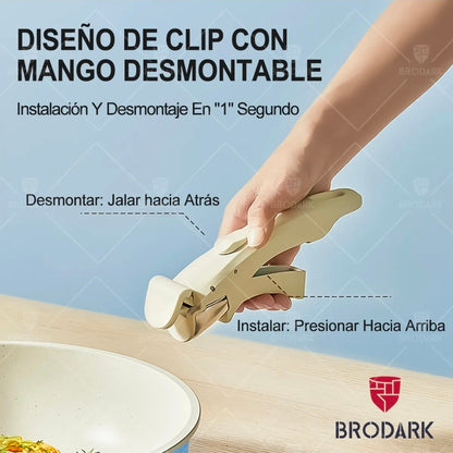 Bateria de cocina antiadherente 21 piezas con mangos desmontables