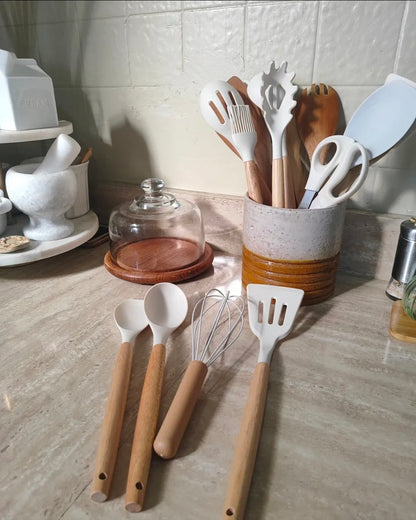 Utensilios Cocina De Silicona 44 Piezas Reposteria Espátulas Resistente Al Calor Con Mango Antideslizante Y Antiquemaduras
