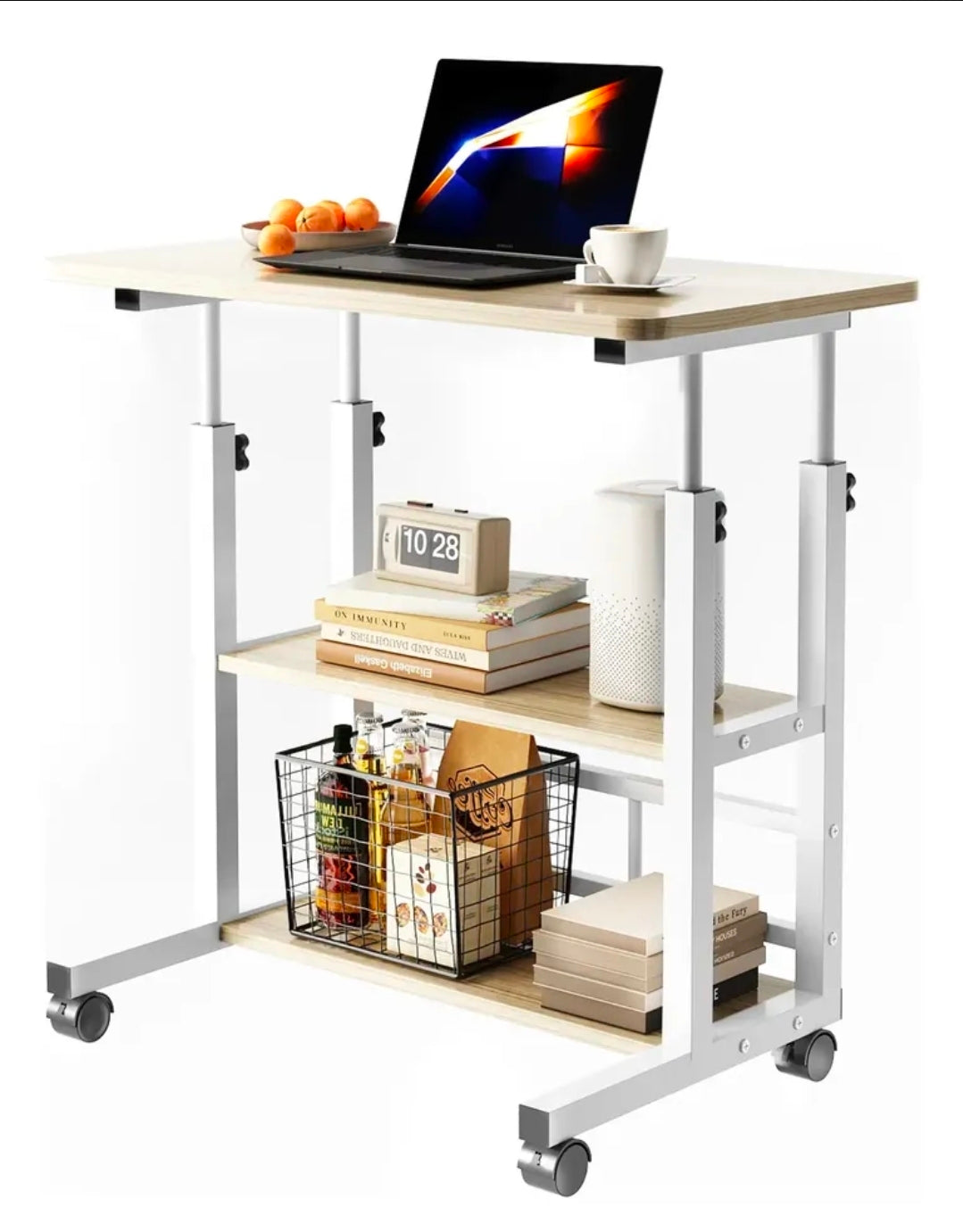 Mesa Para Computadora 60x40cm Altura Ajustable Con Ruedas