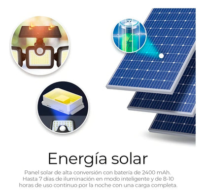 2 Lamparas solares con 3 cabezales / sensor de movimiento 108 Leds