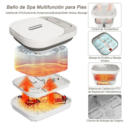 Tina spa eléctrica para pies plegable con burbujas y set pedicura