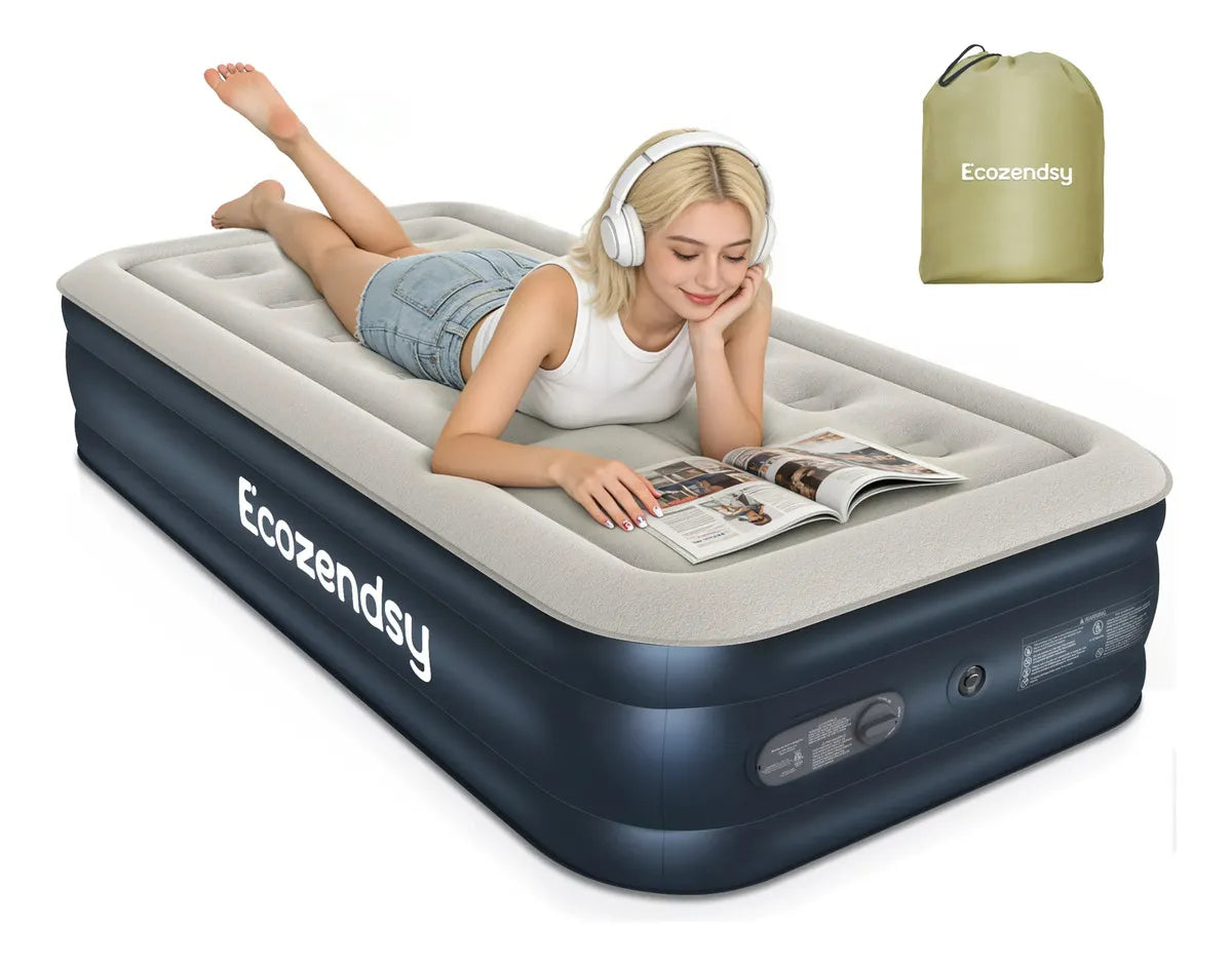 Colchón Inflable Individual Con Bomba Eléctrica De Enchufe Cama De Aire Portátil 195*100*40 cm